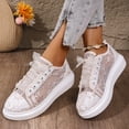 thumbnail image 6 of Womens Lace Sneakers Fashion Mesh Low Cut Canvas Shoes Lace Crochet Lace Up Walking Running Tennis Shoes Lightweight Breathable Flat Wedding Shoes Bridal Sneakers, 37, 6 of 7