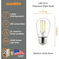 thumbnail image 2 of 6Pk - Sunlite 2w LED Amber S14 String E26 Bae Dimmable 2200K Clear Bulb, 2 of 7