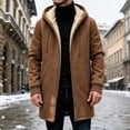 thumbnail image 5 of VALSEEL Fleece Hoodie Men Long-Style Plus Size Winter Men Hoodies Zip Up with Pocket Long Sleeve Warm Hooded Jacket Coat for Men Brown 3XL, 5 of 6