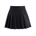 thumbnail image 4 of LWavelet Faux Leather Pleated Mini Skirt Women Stylish Fall Casual Trendy Slim-Fit Bottoms Black M, 4 of 5