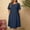 B213 Dark Blue womens summer dresses clearance under $5, variant on Xqxayjr Wedding Guest Dress for Women Summer Casual Loose Round Neck Pleated Short Sleeve Cotton Linen Flowy Swing Aline Knee Length Midi Dress Hide Belly Vestidos de Verano para Mujer
