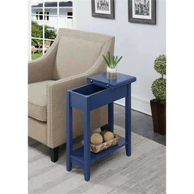 Pemberly Row Table d'Appoint Contemporaine à Dessus Rabattable en Bois Bleu