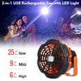 thumbnail image 2 of Ventilador recargable USB 2 en 1 con luz LED Ventilador portátil para pesca Camping Oficin Abanopi Admirador, 2 of 6