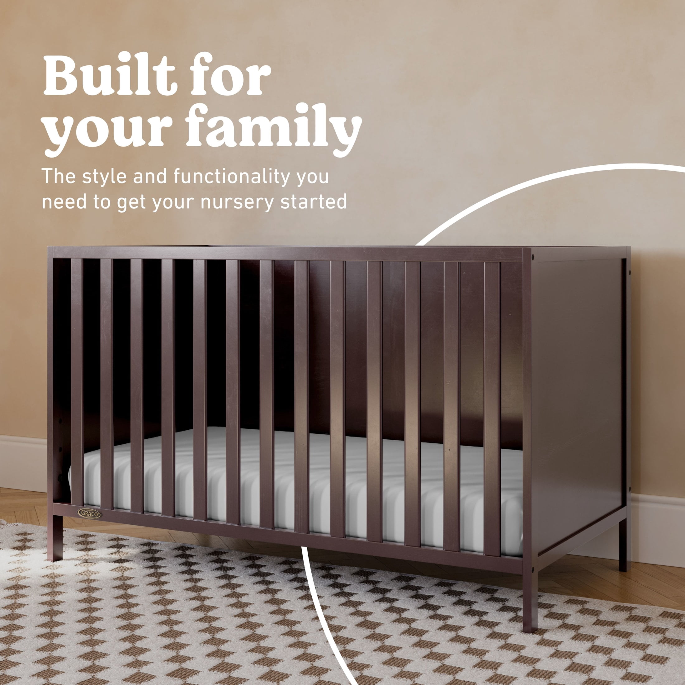 Graco Theo 3-in-1 Convertible Baby Crib, Espresso