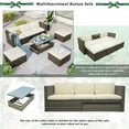 thumbnail image 5 of 5 Pieces Outdoor Sectional Sofa, enyopro Patio Seating Wicker Furniture Set with Cushions and Coffee Table, Outdoor Couch and Chairs Set, Patio Dining Set for Backyard, Deck, Pool, JA3300, 5 of 10