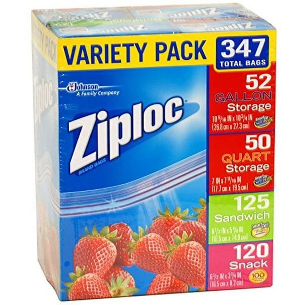 Ziploc Gallon, Quart, Sandwich, and Snack Storage Bags Variety pack