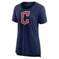 thumbnail image 2 of Women's Heather Navy Cleveland Guardians Official Wordmark Tri-Blend T-Shirt, 2 of 3