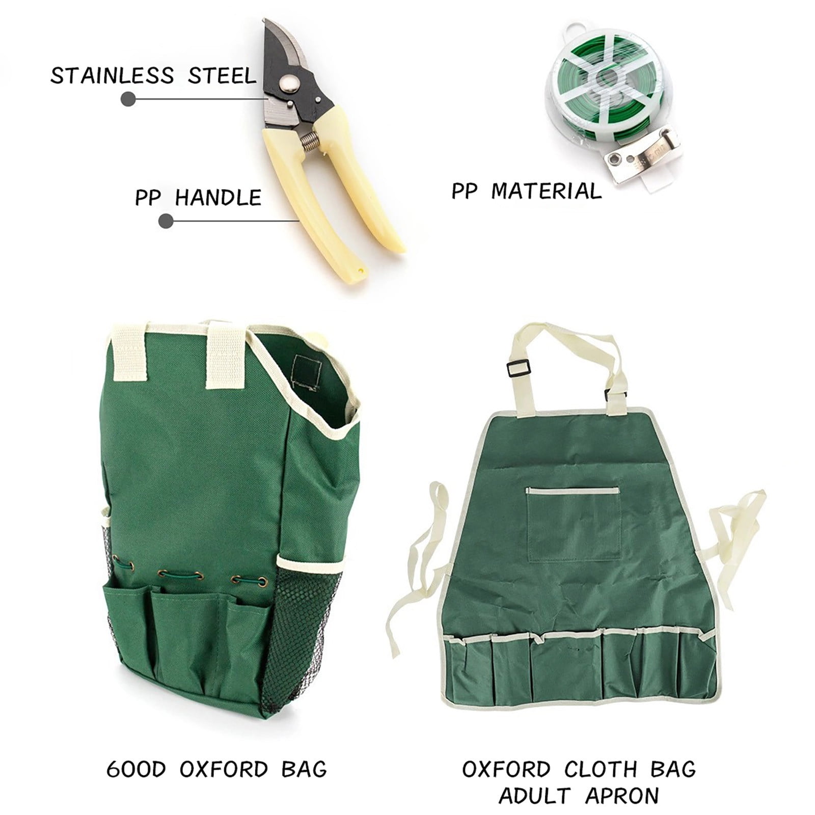 Kids Garden Tool Set 11-Piece Children Gardening Equipment with Apron Tote Bag for Outdoor Yard Play Planting Learning(Green)