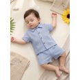 thumbnail image 6 of Cenuakty Toddler Baby Boy Summer Knit Outfits Hollowed Short Sleeve Button-up Shirt and Shorts 2 Piece Set, 6 of 9