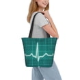 thumbnail image 2 of Salouo ECG Wave for Shoppers Tote for Women Foldable Handbags with Big Capacity Casual One-Shoulder Shopping Bag Hobo Bags Fit for Office/Shopping/Park, 2 of 6