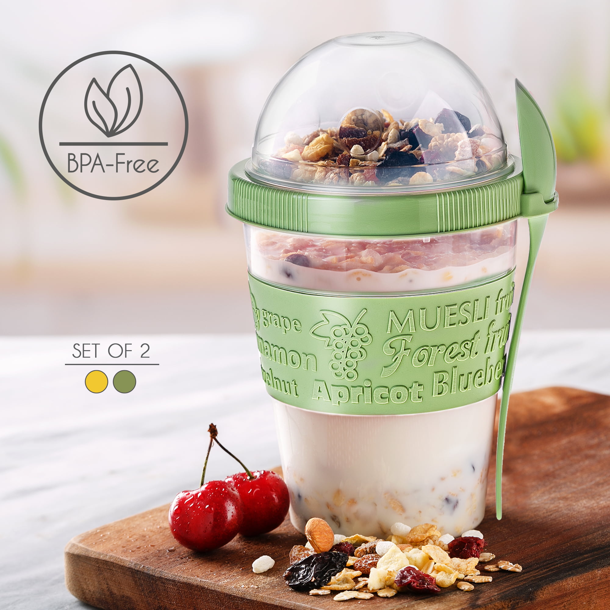 Wanyng Glass&Bottle Portable Reusable Parfait Cups with Lids Yogurt Cup with Topping Cereal or Oatmeal Container Leak Proof Breakfast on The Cups 20oz