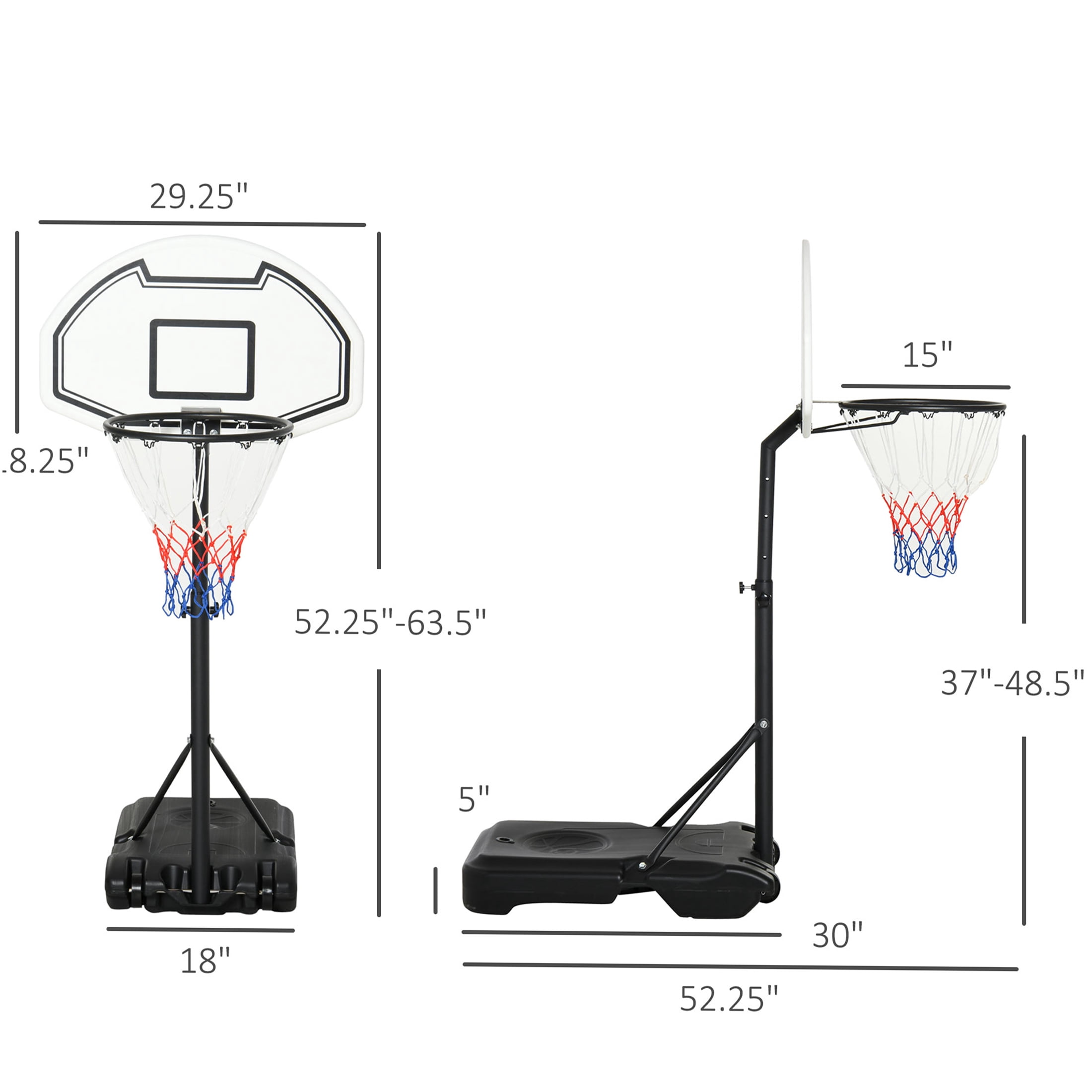 JERFIT Portable Pool Basketball Hoop System, Adjustable Height 3ft to 4ft, 30in Backboard with All-Weather Net for Aquatic Sports Games in Swimming Pool