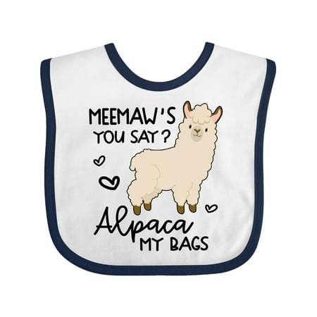 

Inktastic Meemaw s You Say Alpaca My Bags Gift Baby Boy or Baby Girl Bib