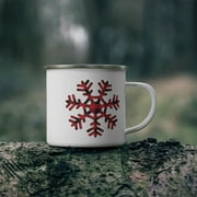Christmas Camping Mug, Buffalo Plaid Snowflake Enamel Camping Mug, Christmas Mug,Christmas Gift