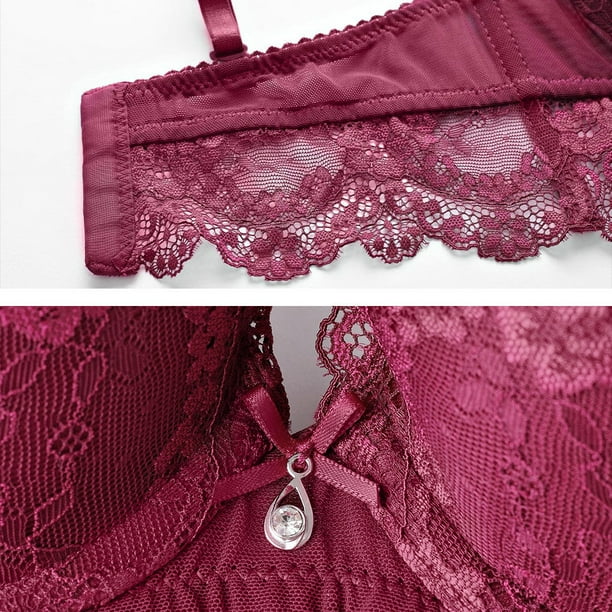 mmirethe Women's Underwear Set Bra Panty Sets Classic Bowknot Brassiere  Skin Friendly Adjustable Deep-V Lingerie Large Size Red 70A 