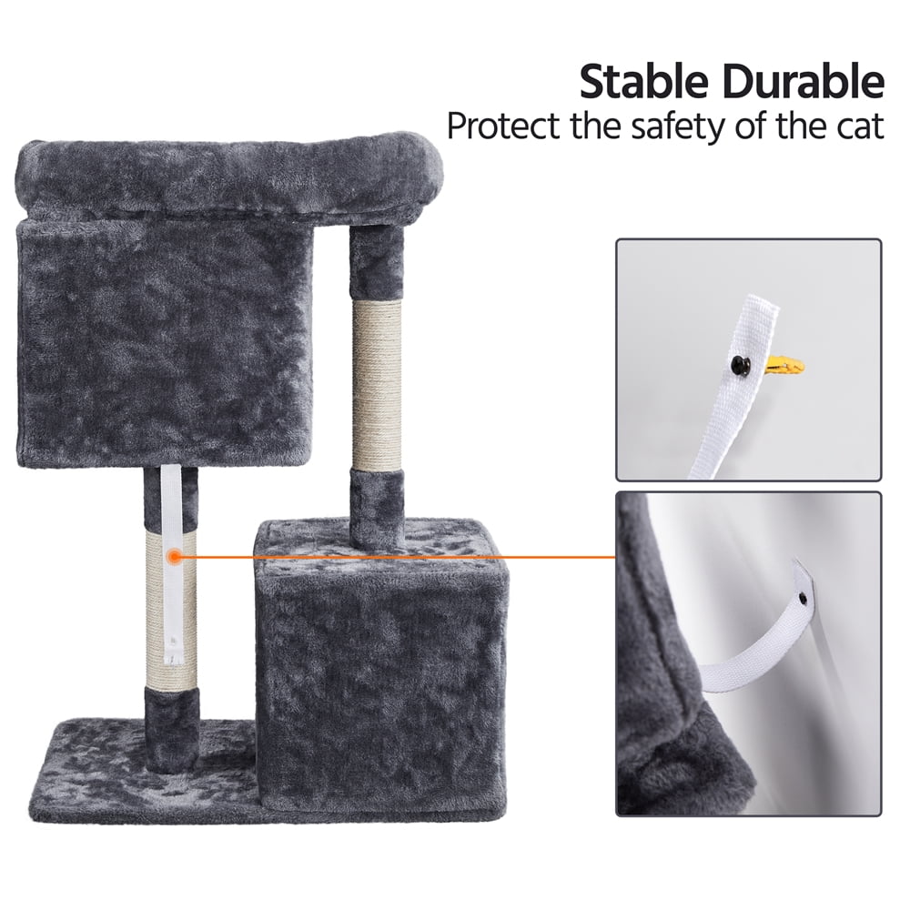 Alden Design 33.5''H Plush Cat Tree with Wide Platform Condo for Indoor Cats, Dark Gray