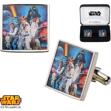 Men's Stainless Steel Poster Printed Square Cufflinks