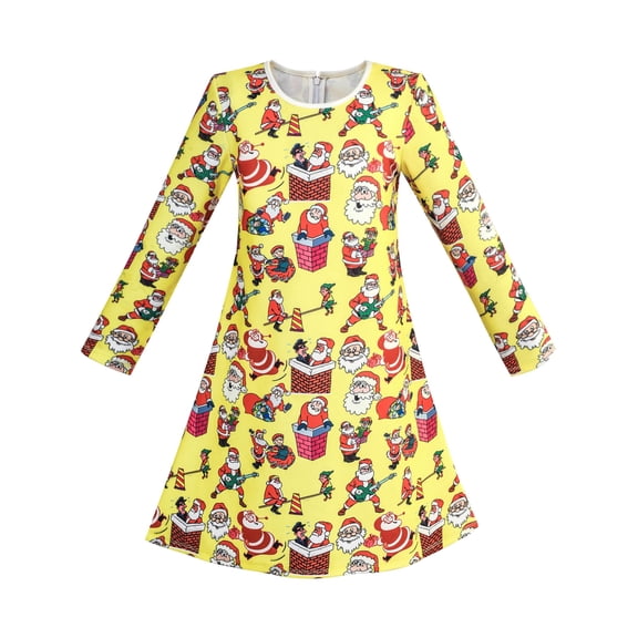 Girls Dress Yellow Christmas Santa In Chimney Seesaw 7