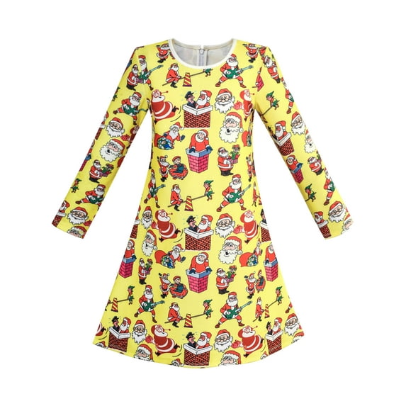Girls Dress Yellow Christmas Santa In Chimney Seesaw 3