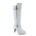 thumbnail image 1 of Bottes à Talons Hauts à Fermeture Éclair à Bout Rond Décontractées pour Femmes Dames Mode (Blanc, 5), 1 of 5