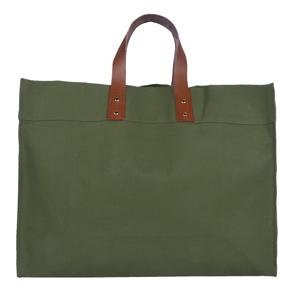 Tag&crew Manhattan Leather Handled Box Styled Canvas Tote 