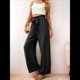 thumbnail image 5 of Pantalones Anchos para Mujer con Bolsillos, Cintura Alta, Nudo Ajustable, Holgados, Informales, para Trabajo y Negocios. Negro S, 5 of 6