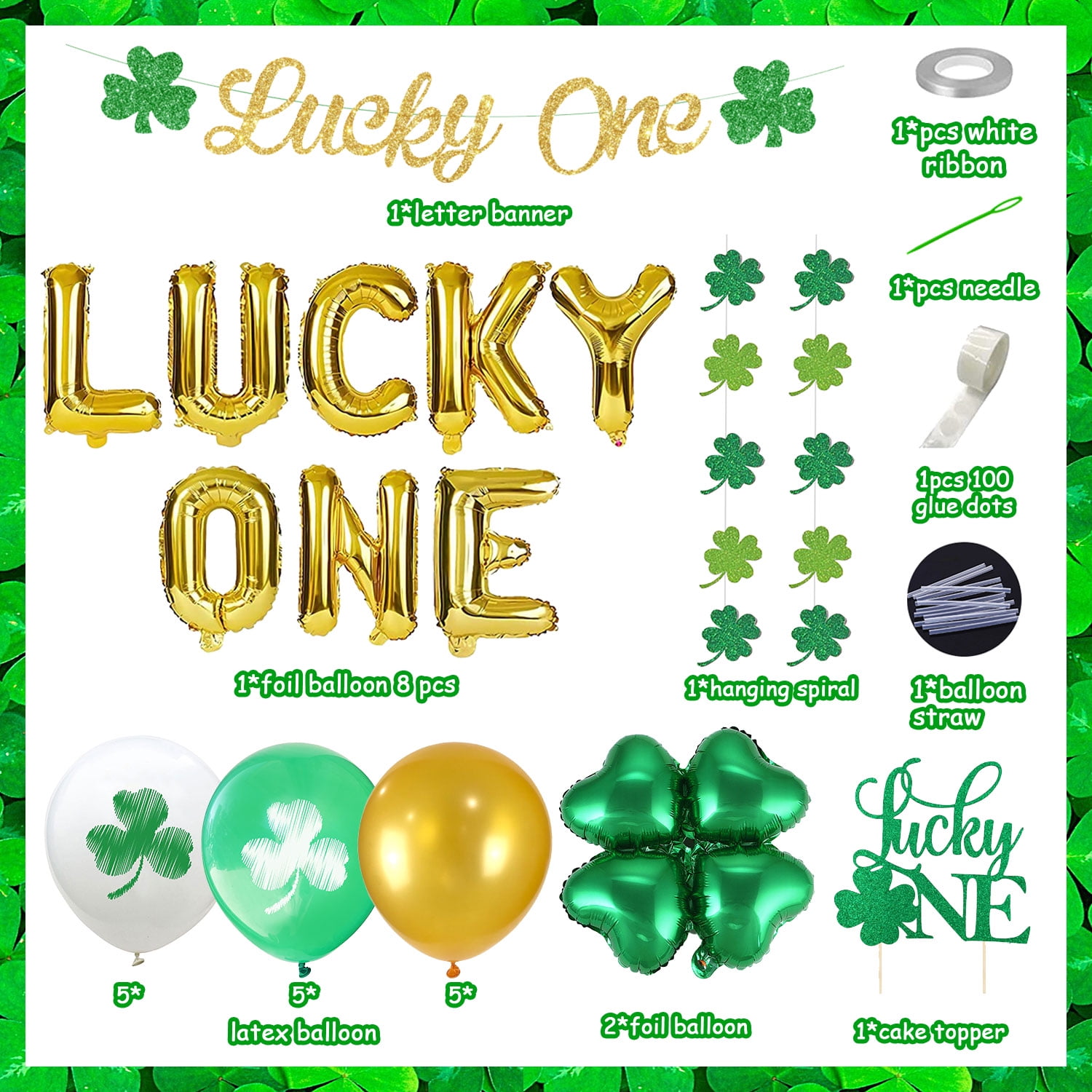  St. Patrick's Day First Birthday Party Decorations Kit