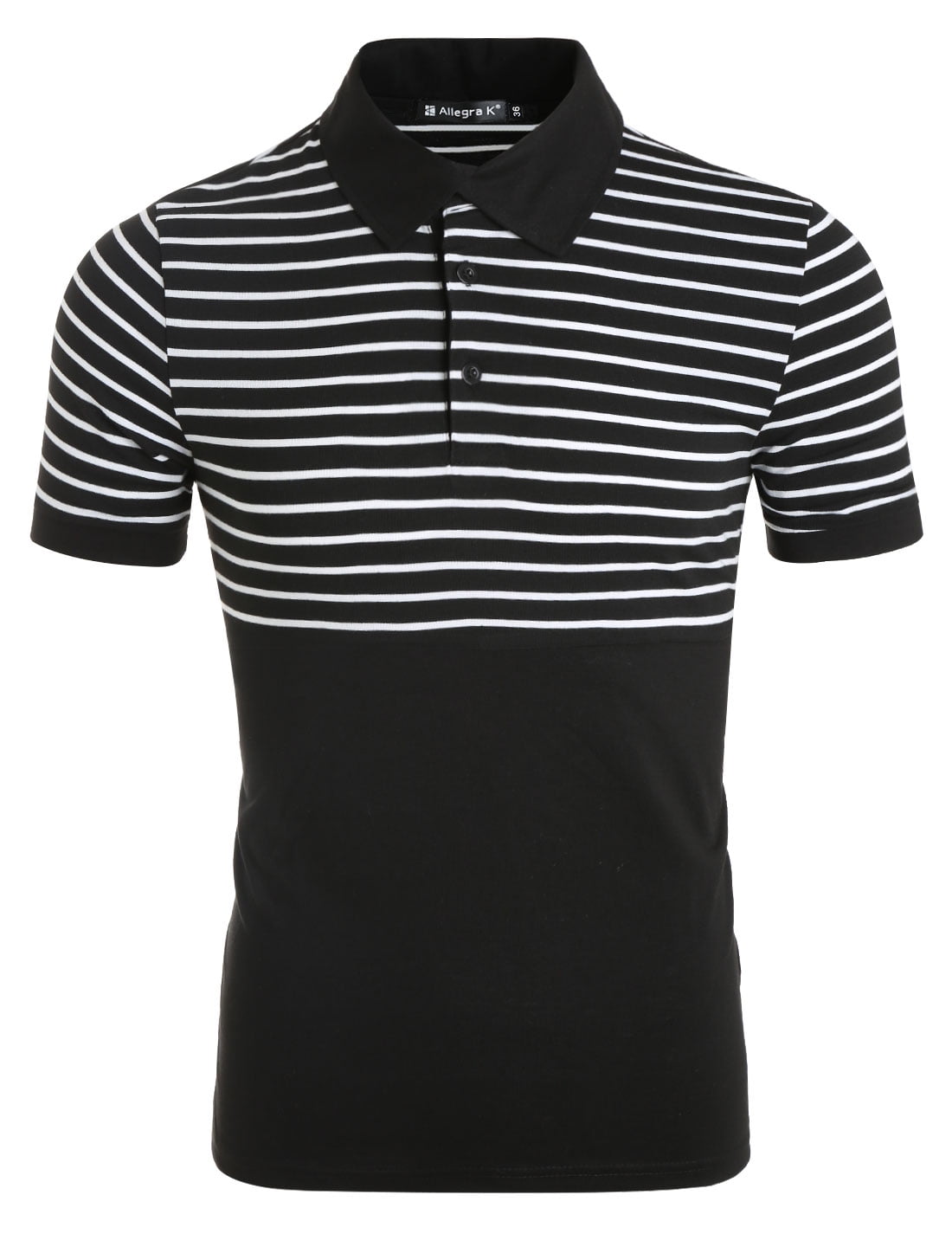 Men Striped Leisure Short Sleeves Polo Shirt Black S | Walmart Canada