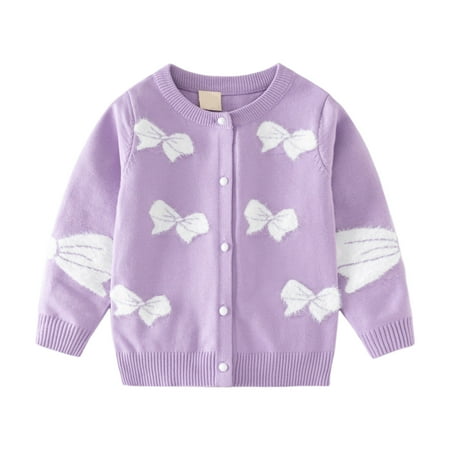 

Durtebeua Kids Toddler Baby Girls Spring Autumn Print Knit Sweater Long Sleeve Coat Cardigan Clothes