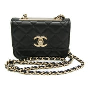 Pre-Owned Chanel Matelasse Chain Shoulder Mini Bag Women's Leather Shoulder Bag Black (Like New)