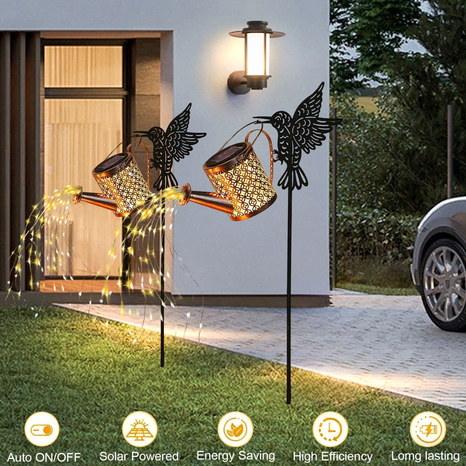 Solar Powered Decorative Birds Flower Ground Light,Resin Garden Patio Ambiance Lamp Outdoor Decor