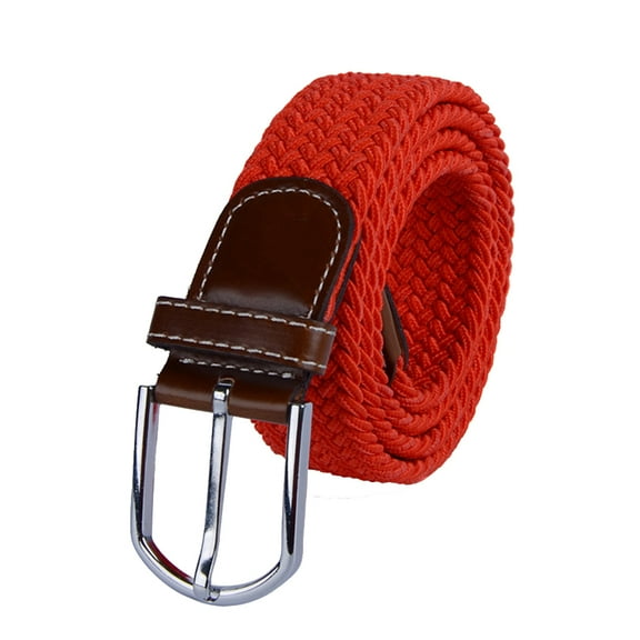 WHAMVOX Elastic Braided Belt with Strong Stretch for Pants Tightening Red Rubber Band Leather Alloy buckle Fully Adjustable