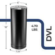 DuraVent DVL 6 x 18 Inch Galvanized Steel Double Wall Stove Pipe, Black