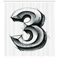 thumbnail image 3 of Number Shower Curtain, Hand Drawn Style Sketchy Numeral Three Minimalist and Contemporary Style, Fabric Bathroom Set with Hooks, 69W X 70L Inches, Grey Black and White, by Ambesonne, 3 of 3