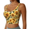 thumbnail image 2 of Gukieu Romantic Elegant Sunflower Print Women's Sports Vest, Low-neck U-shaped Removable Pad Sports Bra for Yoga, Exercise, Dance-Medium, 2 of 8