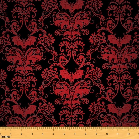 Erosebridal Red Ombre Damask Fabric For Adult Women,Gothic Victorian Style Fabric By The Yard,Medallion Design Upholstery Fabric,Bohemian Exotic Decorative Fabric For Quilting Sewing,10 Yards