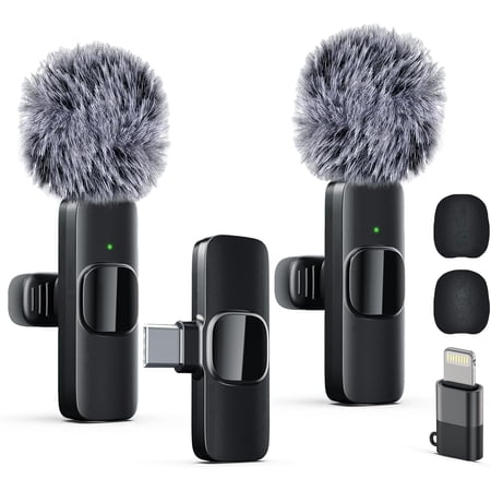 Boyun Daj Pro Noise Canceling Mic (100Hz), Wireless Lavalier Microphone for iPhone Android, Plug & Play for Recording, Podcast, TikTok