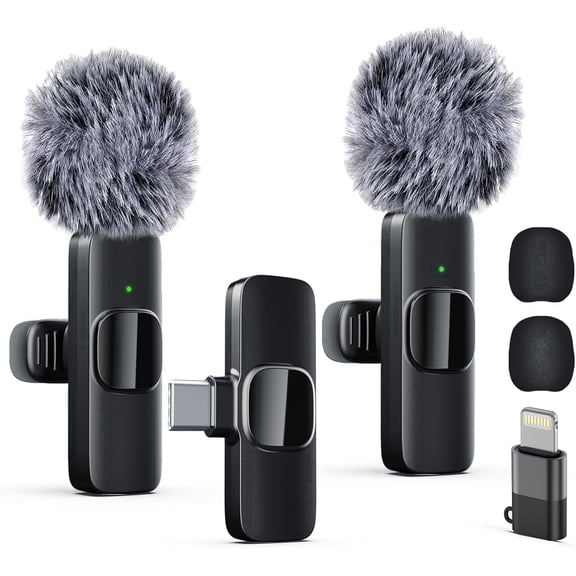 Boyun Daj Pro Noise Canceling Mic (100Hz), Wireless Lavalier Microphone for iPhone Android, Plug & Play for Recording, Podcast, TikTok