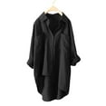 thumbnail image 4 of Womens Button Down Shirt, Comdrip Womens Casual Long Sleeve Drop Shoulder Blouses Solid Color Dress Shirts with Pockets Button Up Shirt Women Black L, 4 of 4