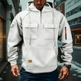 thumbnail image 2 of Dresfit Tactical Hoodies for Men Hooded Big and Tall Pullover Long Sleeve Fleece Workout Sweatshirts Fall Winter Multi Pockets Lined Zipper Sweatshirt White L, 2 of 9