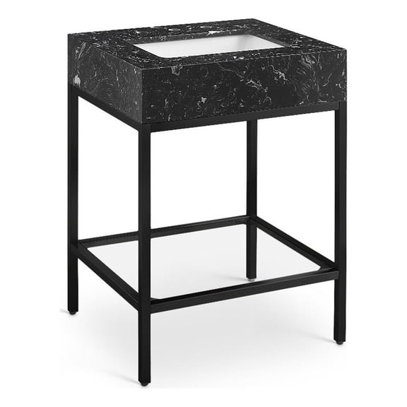Meridian Furniture Marmo Black Engineered Stone Bathroom Vanity