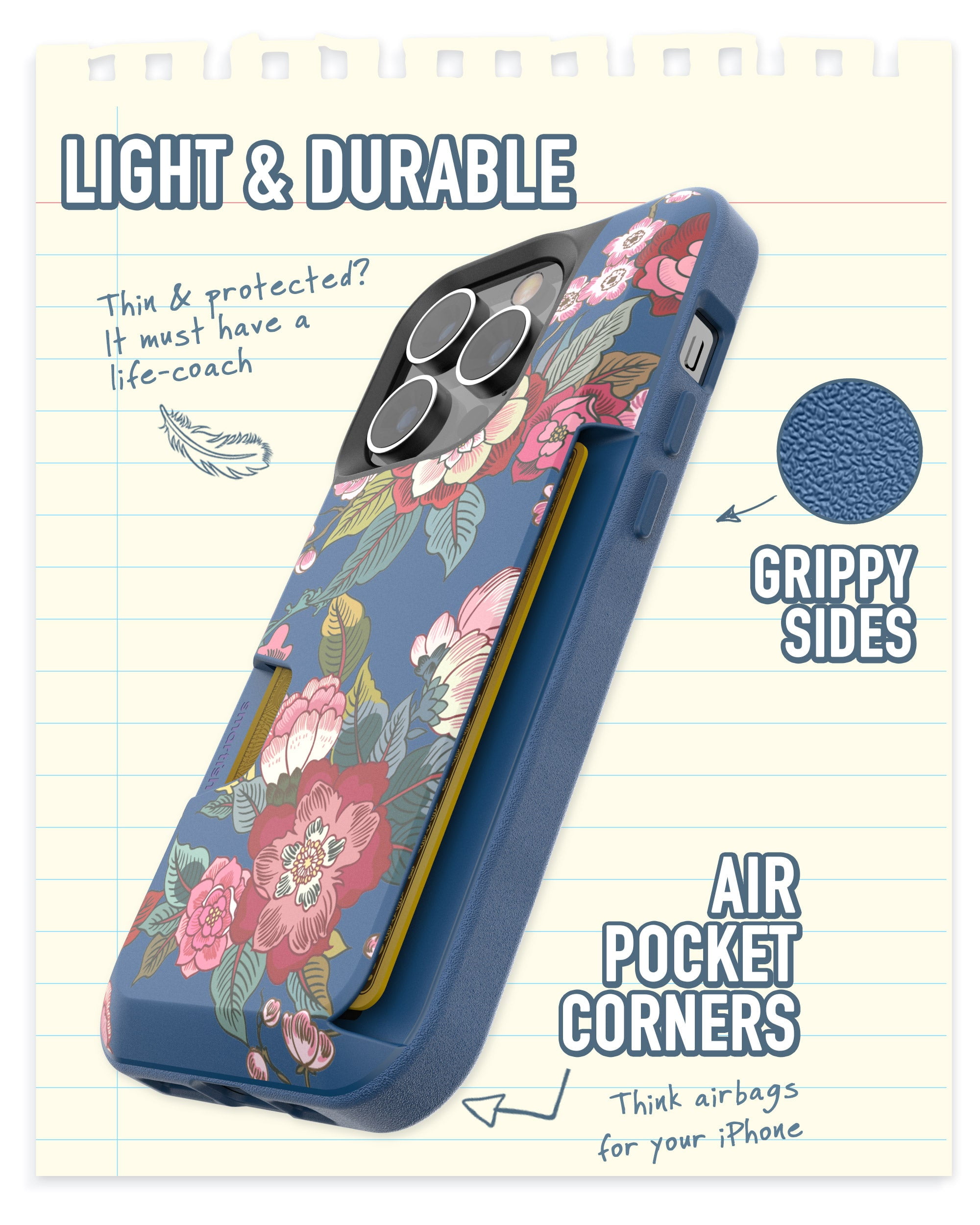 Smartish iPhone 14 Pro Wallet Case - Wallet Slayer Vol. 1 [Slim + Protective] Credit Card Holder - Flirty Floral