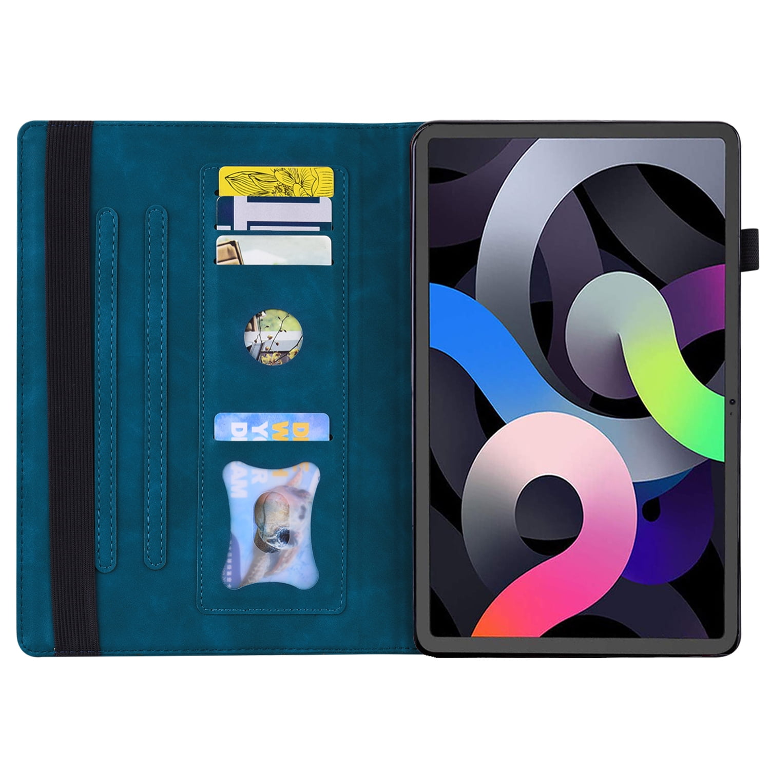Case for iPad 10th Generation 10.9 Inch 2022, TECH CIRCLE Slim Premium PU Leather Folding Multi-Angle Stand Cover with Front Pocket & Pencil Holder Cover for Apple iPad 10.9 Inch 2022, Blue