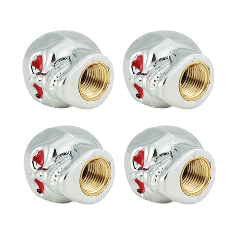 Abfer Skull Valve Stem Caps – 4-Pack, Resin Material, Fits Most Cars, Trucks, Motorcycles & Bikes (Silver)