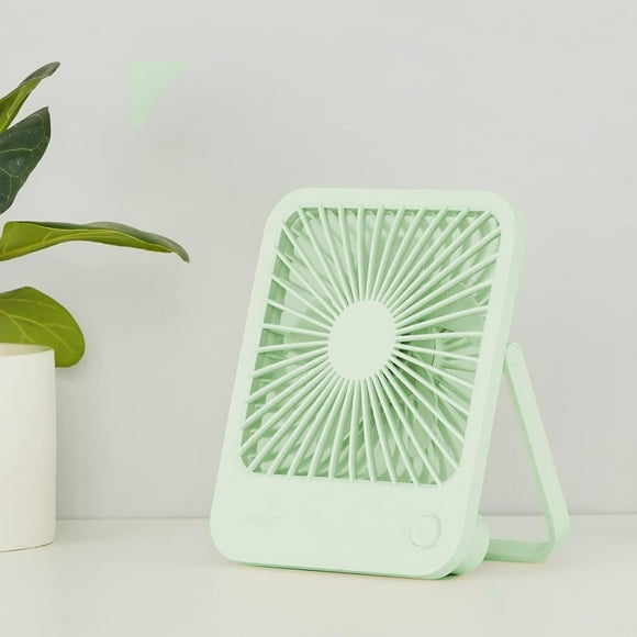 Desk Fan Battery Rechargeable, 4500mAh 180°Foldable Portable Personal Fan, 4 Speeds Adjustable Long Battery-life for Home Office Travel Outdoor Gifts for Women Men-Green