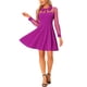 thumbnail image 1 of INSPIRE CHIC Vestido de fiesta con cuello retro y mangas de malla transparente para mujer color púrpura M, 1 of 5