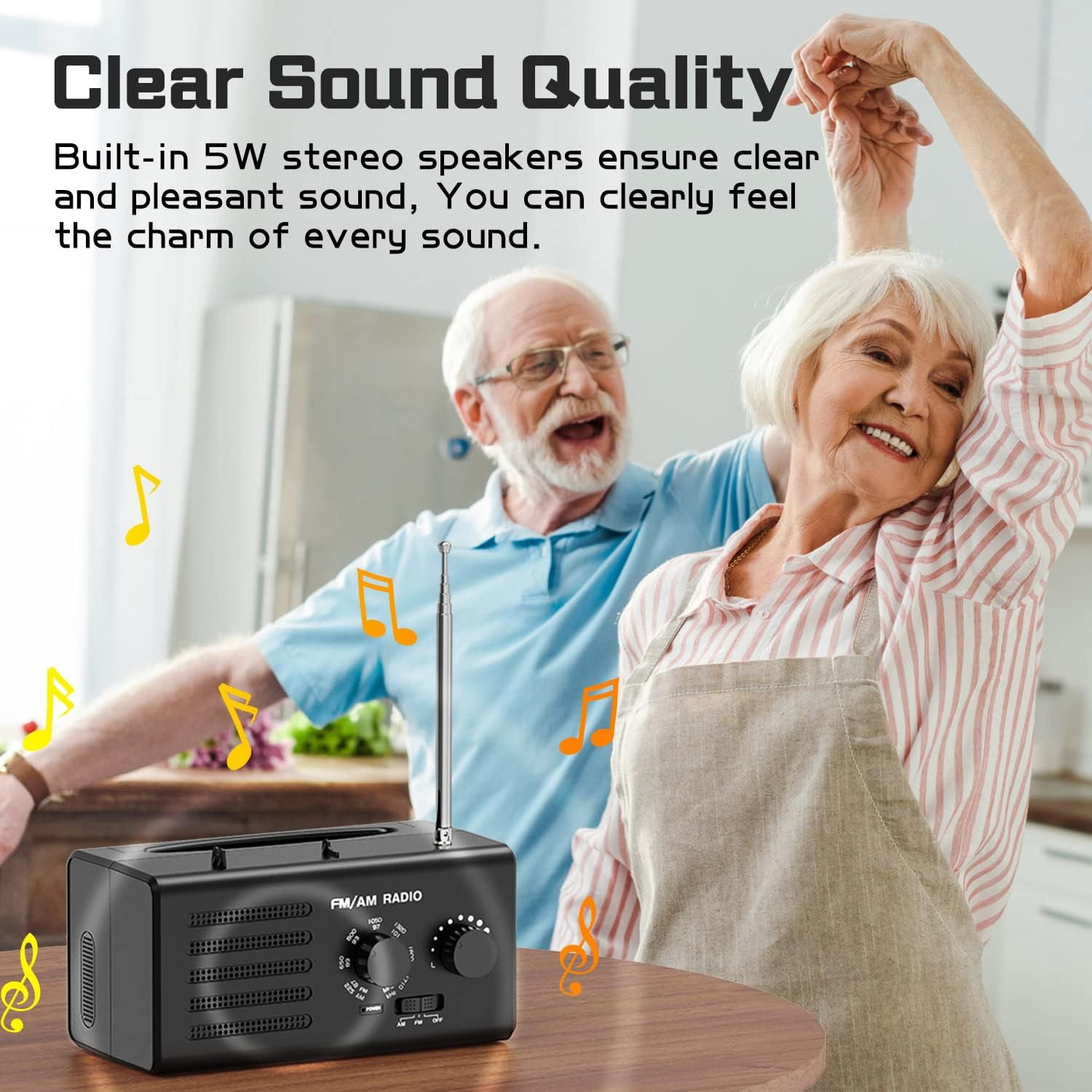 AM FM Radio Portable, Battery Operated & Plug in, Portable Radio with Best Reception for Emergency, Weather Alert, Home Outdoor, Camping, and Gift for Seniors
