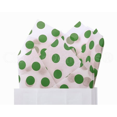 - CleverDelights Green Polka Dot Premium Tissue Paper - 100 Sheets - 20