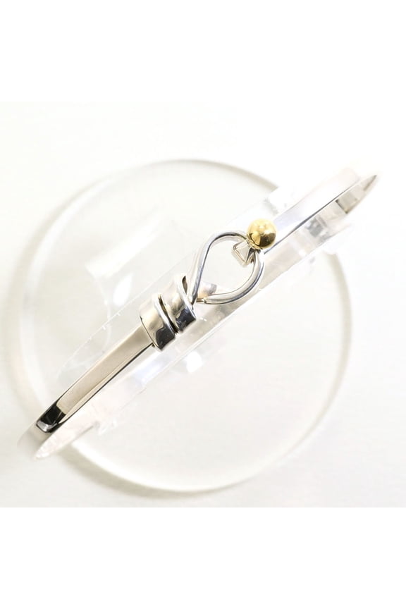Pre-Owned Tiffany & Co. Love Knot 18K Yellow Gold Silver Bangle, Total Weight 9.3g