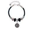 thumbnail image 2 of Delight Jewelry Silvertone Antiqued Round Seal - Initial - D - Best Friend Celtic Knot Leather Bead Bracelet, 7"+2" Extender, 2 of 4